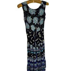 Carole Little Womens Midi Dress Small Black Rayon Sleeveless Open Back Vtg